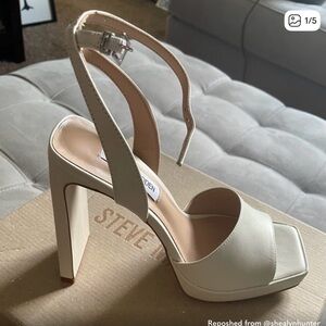 Steve Madden Cream Platform Block Heel Sandals